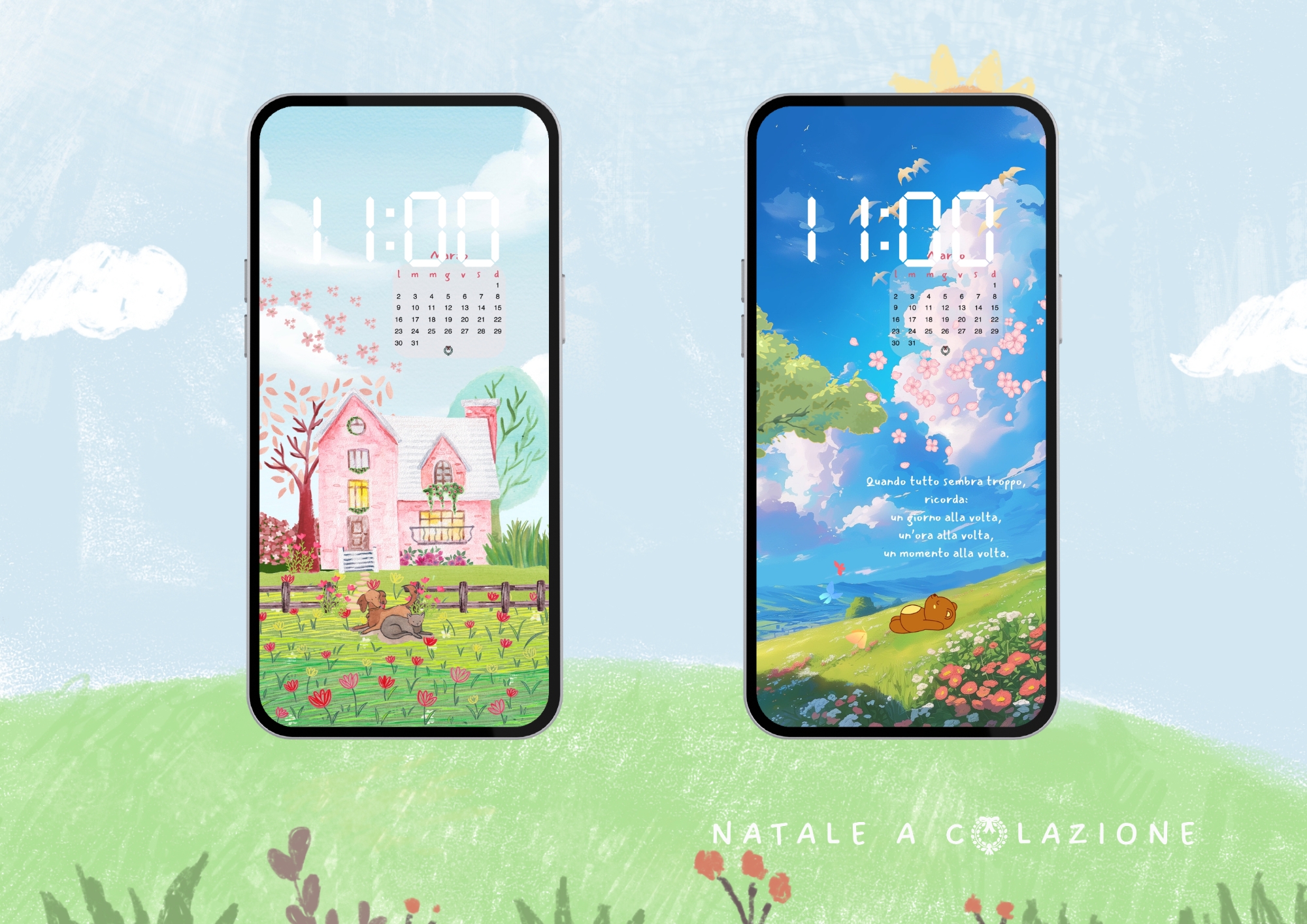 Wallpaper Marzo 2026 con calendario per telefono